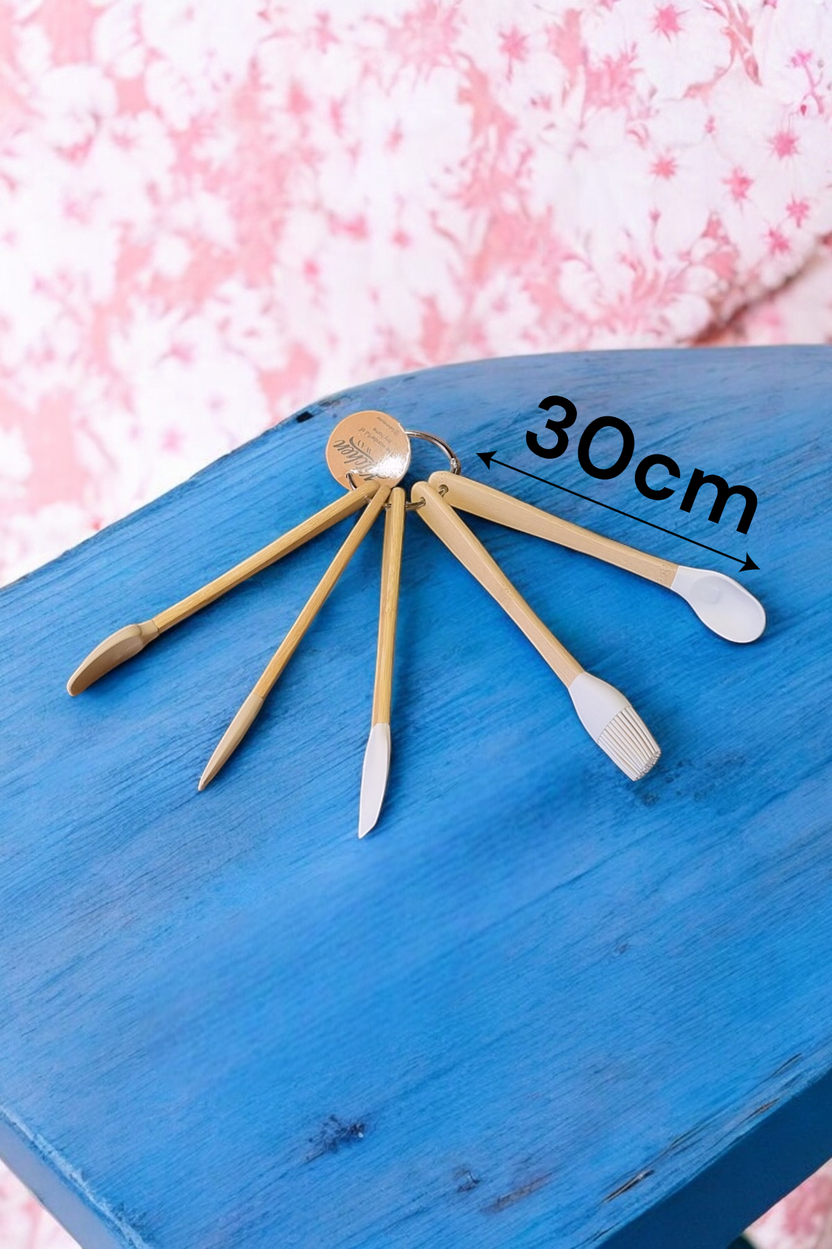 Kitchen Way Silikon Başlık Bambu Saplı 5 Li Pasta ve Kek Seti KW-408