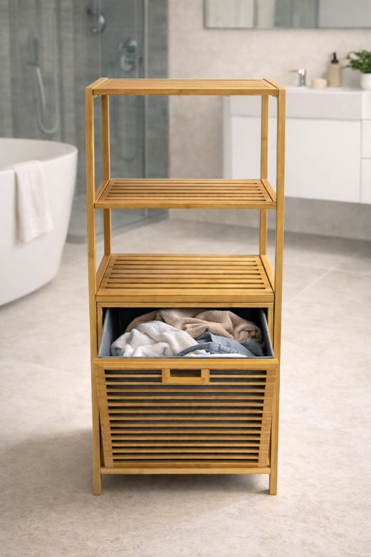 Bambu Çamaşır Sepeti Doğal Bambu Dayanıklı Şık Tasarım SHN-2094