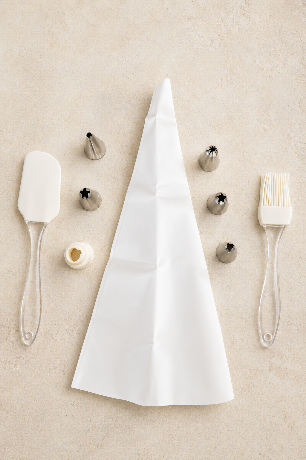 Krema Torbası ve 6 Başlıklı Pasta Süsleme Seti  Spatula ve Fırça Hediyeli KW-3322