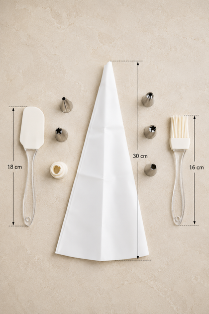 Krema Torbası ve 6 Başlıklı Pasta Süsleme Seti  Spatula ve Fırça Hediyeli KW-3322