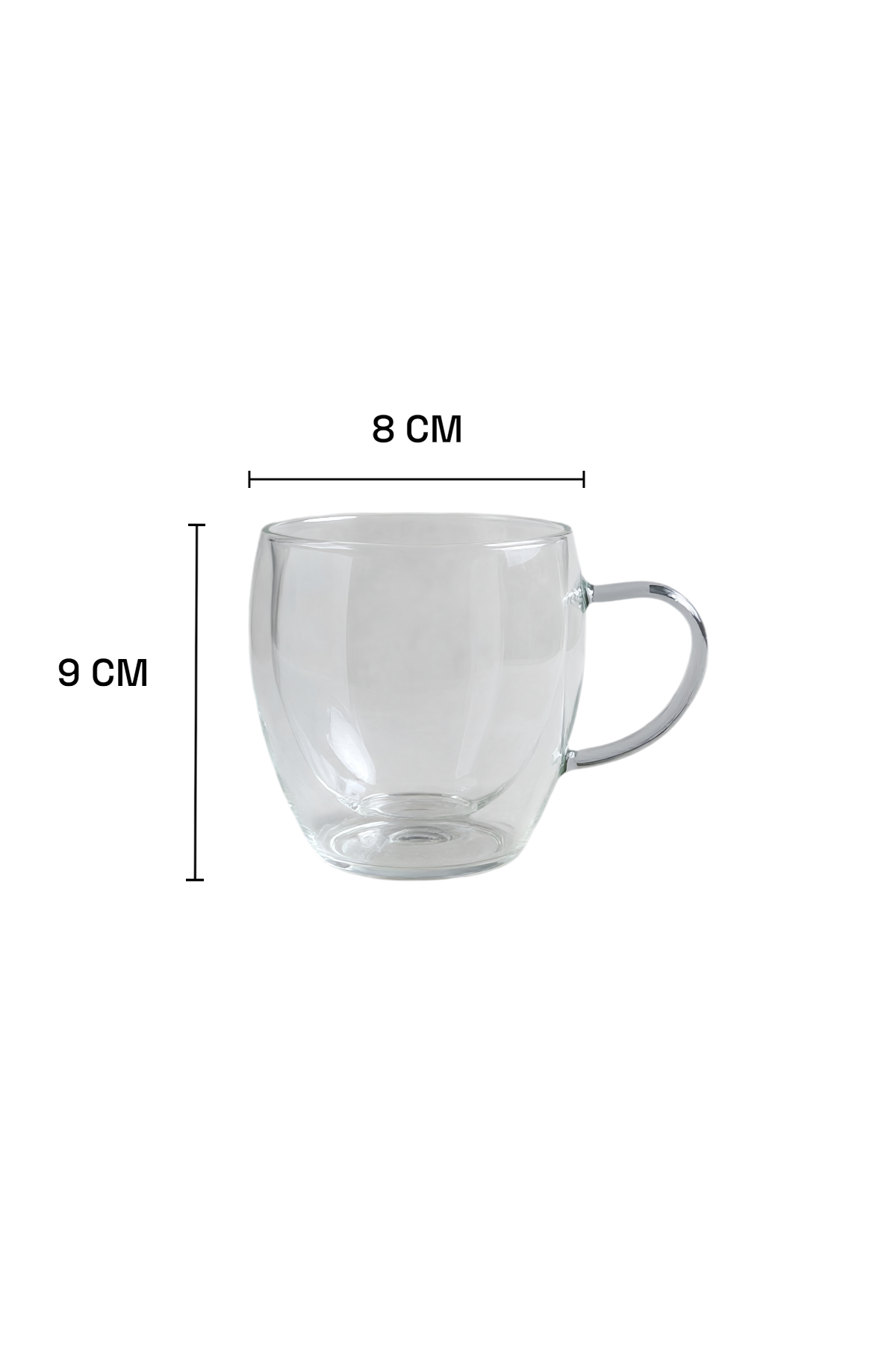 Kulplu Çift Cidarlı 250ML Borosilikat Cam Bardak KW-073