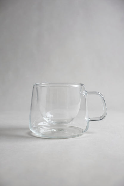 Kulplu Çift Cidarlı 150ML Borosilikat Cam Bardak KW-076