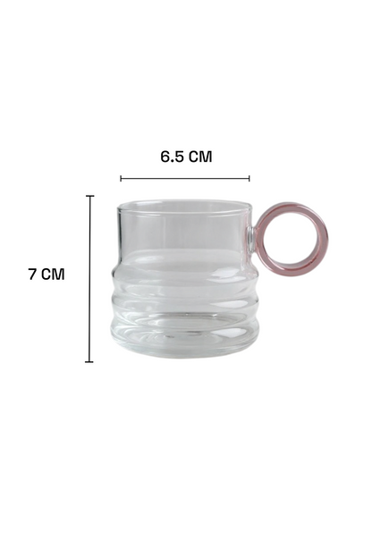 Renkli Yüzük Kulplu 250ML Cam Bardak KW-129