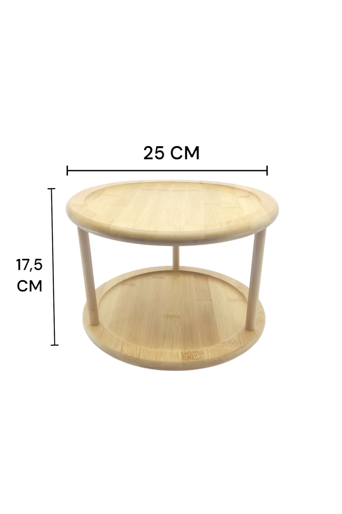 2 katlı 360 Derece Dönebilen Bambu Sunumluk 25cm KW-243