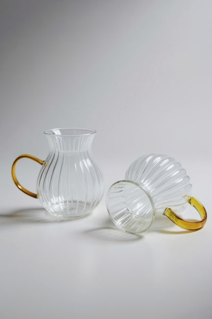 6'lı Turuncu Kulplu Borosilikat Termisil Serisi Bardak Seti 175ML KW-337