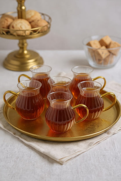 6'lı Turuncu Kulplu Borosilikat Termisil Serisi Bardak Seti 175ML KW-337