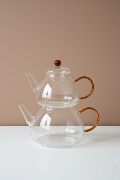 Borosilikat Renkli Kulplu Çaydanlık KW-340