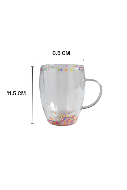 Çift Cidarlı Borosilikat 350ML Yıldız Figürlü Bardak Kupa KW-381A