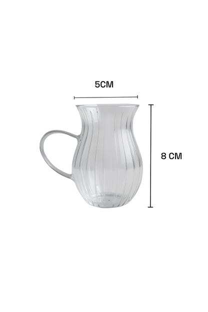 6'lı Zümrüt Borosilikat Çay Cam Bardak Seti 150ml KW-618