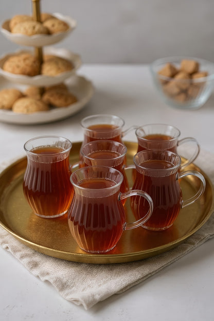 6'lı Zümrüt Borosilikat Çay Cam Bardak Seti 150ml KW-618