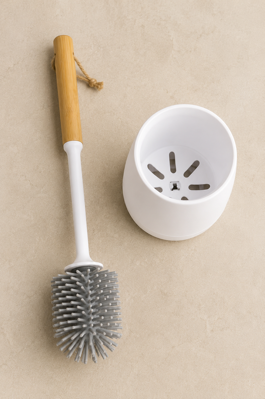 Bambu Saplı Tuvalet Temizlik Fırçası Silikon Başlıklı WC Klozet Temizleme Fırçası Dayanıklı SHN-3061