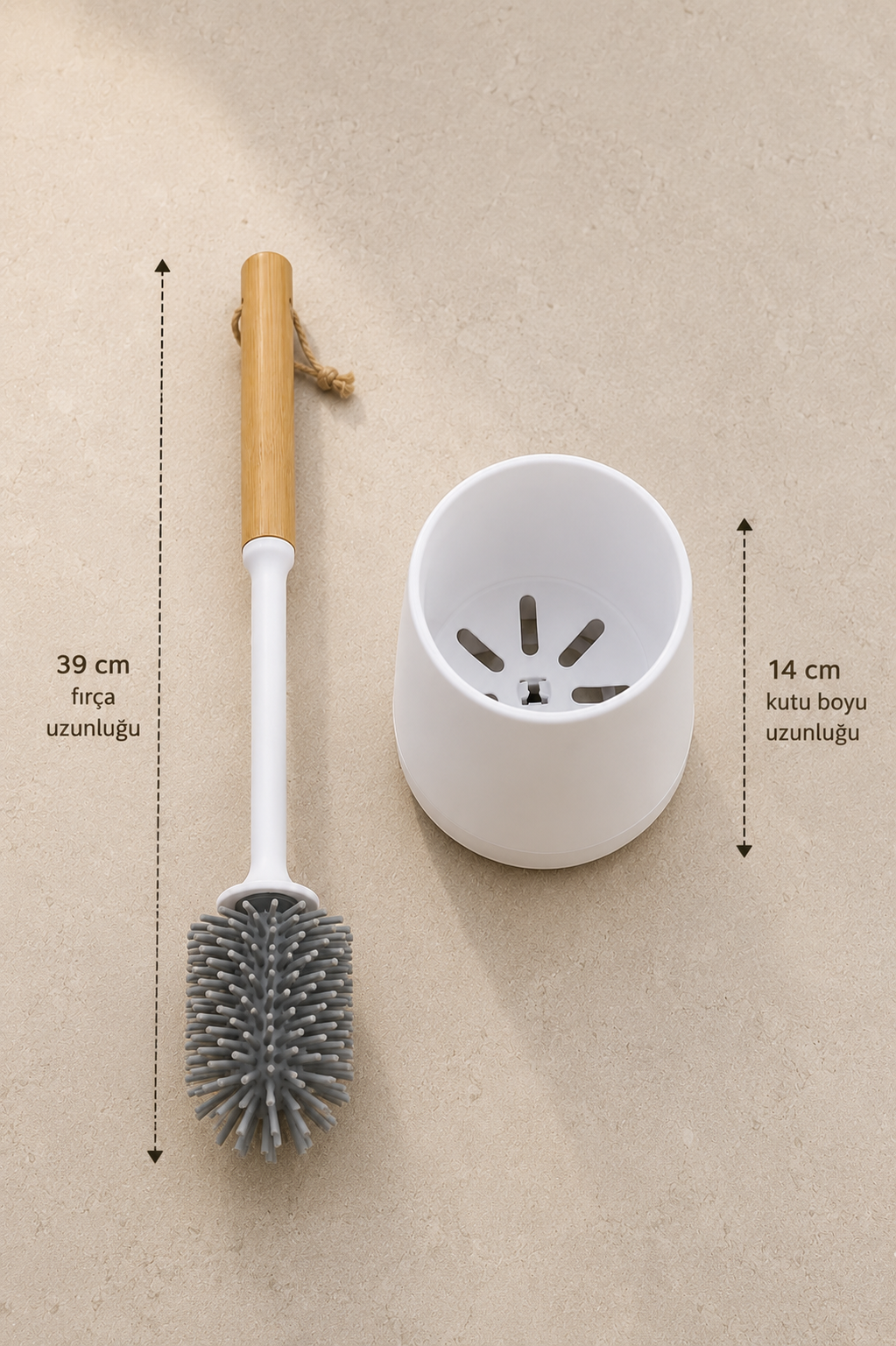 Bambu Saplı Tuvalet Temizlik Fırçası Silikon Başlıklı WC Klozet Temizleme Fırçası Dayanıklı SHN-3061
