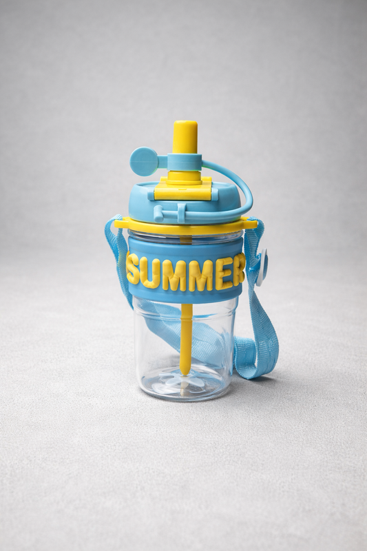 Desenli Pipetli Kapaklı 500ML Polikarbon Matara KW-1028