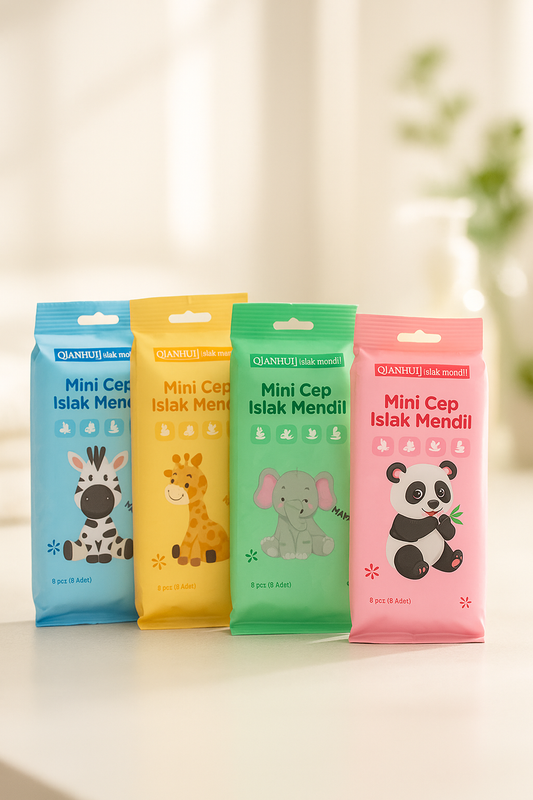 Mini Cep Islak Mendil Hijyenik Taşınabilir Mendil Günlük Kullanım Seyahat İçin Pratik Paket SHN-2092