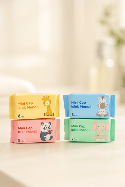 Mini Cep Islak Mendil Hijyenik Taşınabilir Mendil Günlük Kullanım Seyahat İçin Pratik Paket SHN-2092