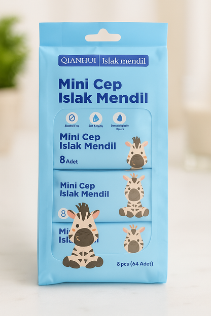 Mini Cep Islak Mendil Hijyenik Taşınabilir Mendil Günlük Kullanım Seyahat İçin Pratik Paket SHN-2092