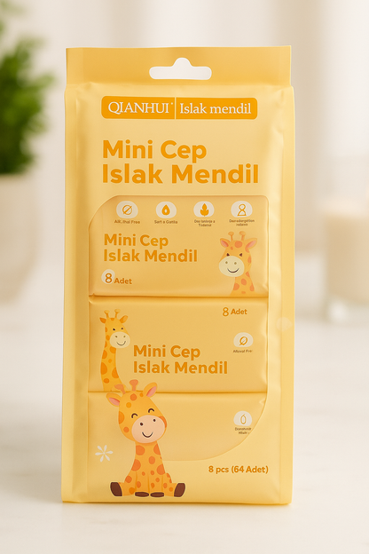 Mini Cep Islak Mendil Hijyenik Taşınabilir Mendil Günlük Kullanım Seyahat İçin Pratik Paket SHN-2092