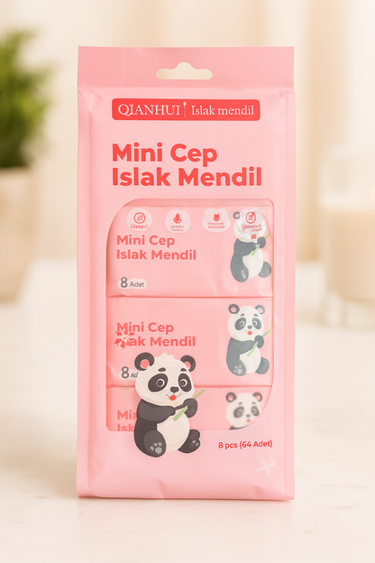 Mini Cep Islak Mendil Hijyenik Taşınabilir Mendil Günlük Kullanım Seyahat İçin Pratik Paket SHN-2092