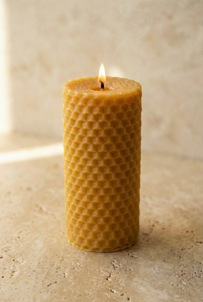 El Yapımı Bal Peteği Baton Mum Dekoratif Silindir Mum Doğal Görünümlü Uzun Yanma Süreli SHN-2045
