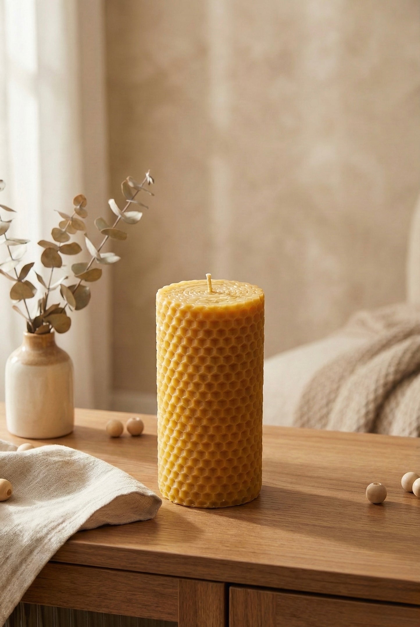 El Yapımı Bal Peteği Baton Mum Dekoratif Silindir Mum Doğal Görünümlü Uzun Yanma Süreli SHN-2045