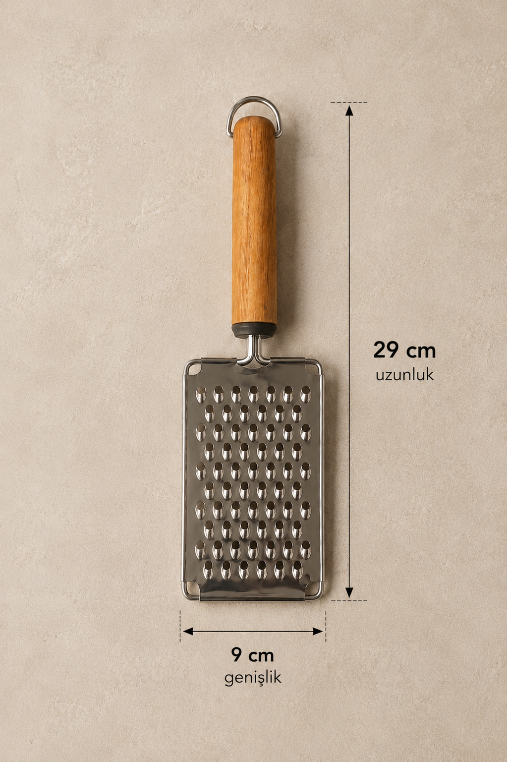 Akasya Saplı Mutfak Rendesi Metal Rende Ergonomik Ahşap Saplı Sebze Peynir Rendesi KW-3408