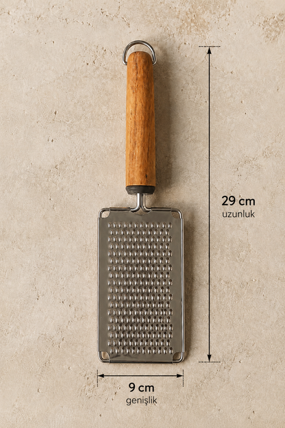 Akasya Saplı Mutfak Rendesi Metal Rende Ergonomik Ahşap Saplı Sebze Peynir Rendesi KW-3409