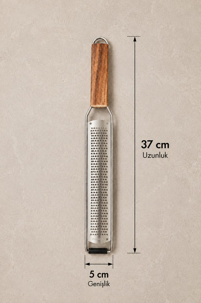 Akasya Saplı İnce Metal Rende Ergonomik Ahşap Saplı Mutfak Rendesi Koruyuculu KW-3410