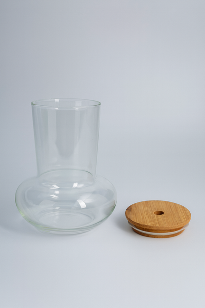 Bambu Kapaklı Borosilikat Cam Bardak KW-1064