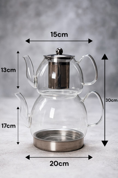 Valeria Borosilikat Cam Çaydanlık Seti KW-839