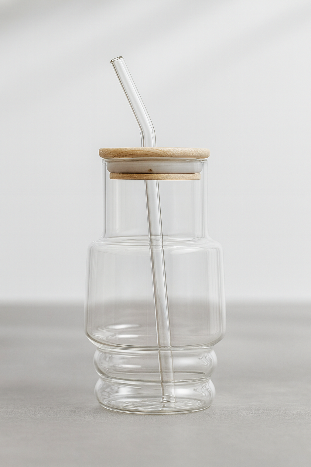 Bambu Kapaklı Borosilikat Cam Bardak KW-1070