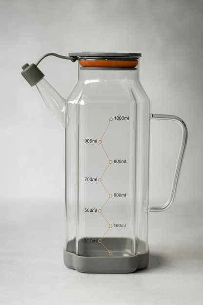 Isıya Dayanıklı Borosilikat 1000ml Cam Yağlık KW-1062