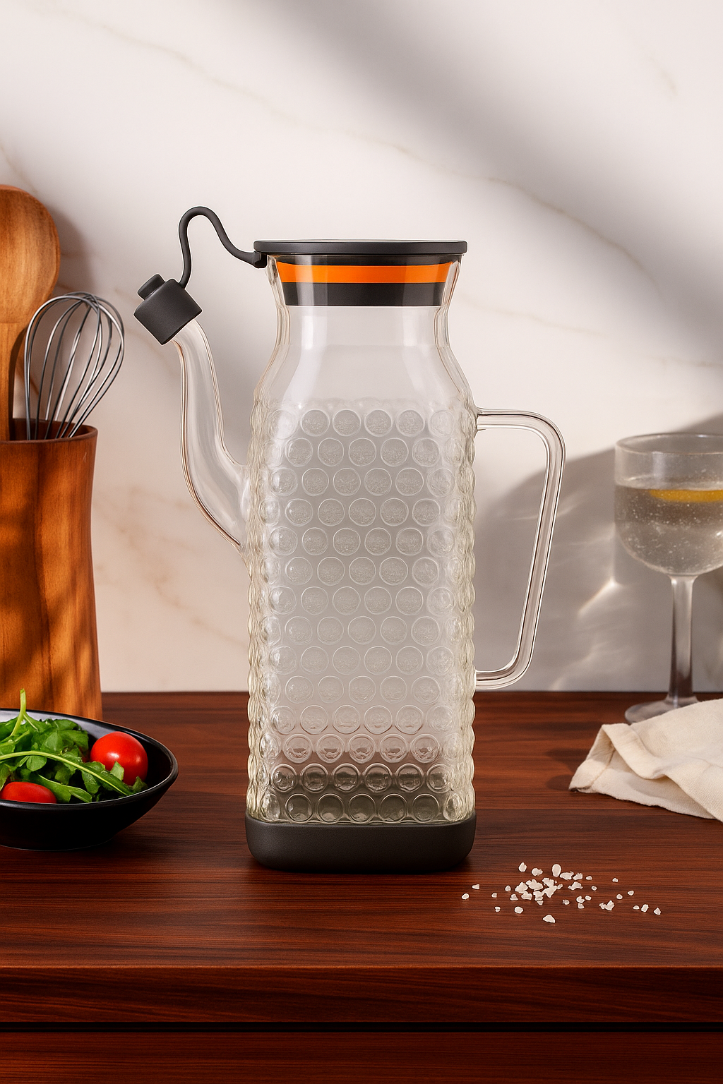 Isıya Dayanıklı Borosilikat 1000ml Cam Yağlık KW-1058