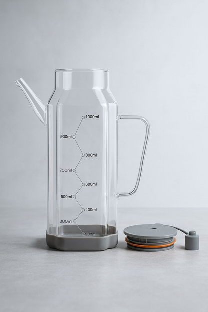 Isıya Dayanıklı Borosilikat 1000ml Cam Yağlık KW-1062