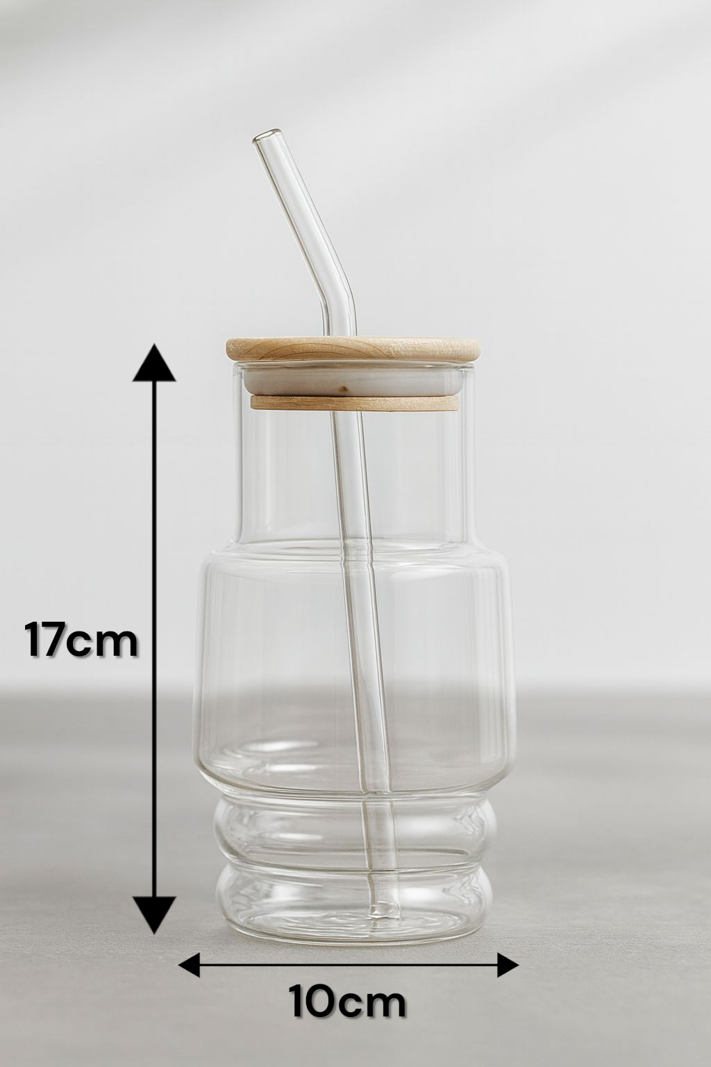 Bambu Kapaklı Borosilikat Cam Bardak KW-1070