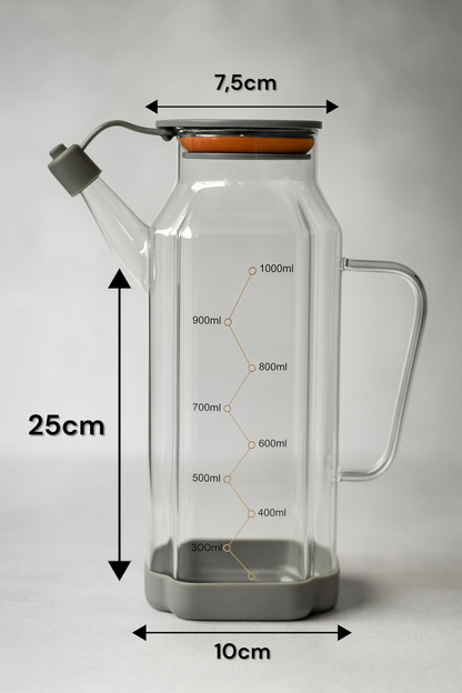 Isıya Dayanıklı Borosilikat 1000ml Cam Yağlık KW-1062