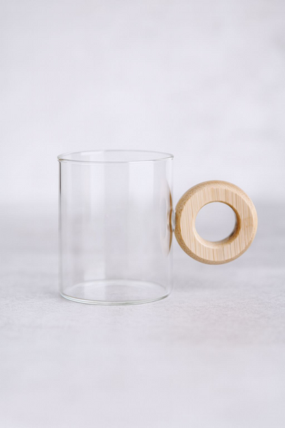 Bambu Kulplu Borosilikat 200ml Bardak Kupa KW-1078