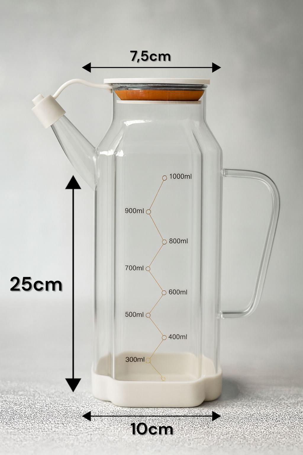 Isıya Dayanıklı Borosilikat 1000ml Cam Yağlık KW-1061