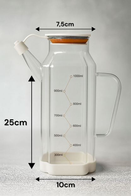 Isıya Dayanıklı Borosilikat 1000ml Cam Yağlık KW-1061