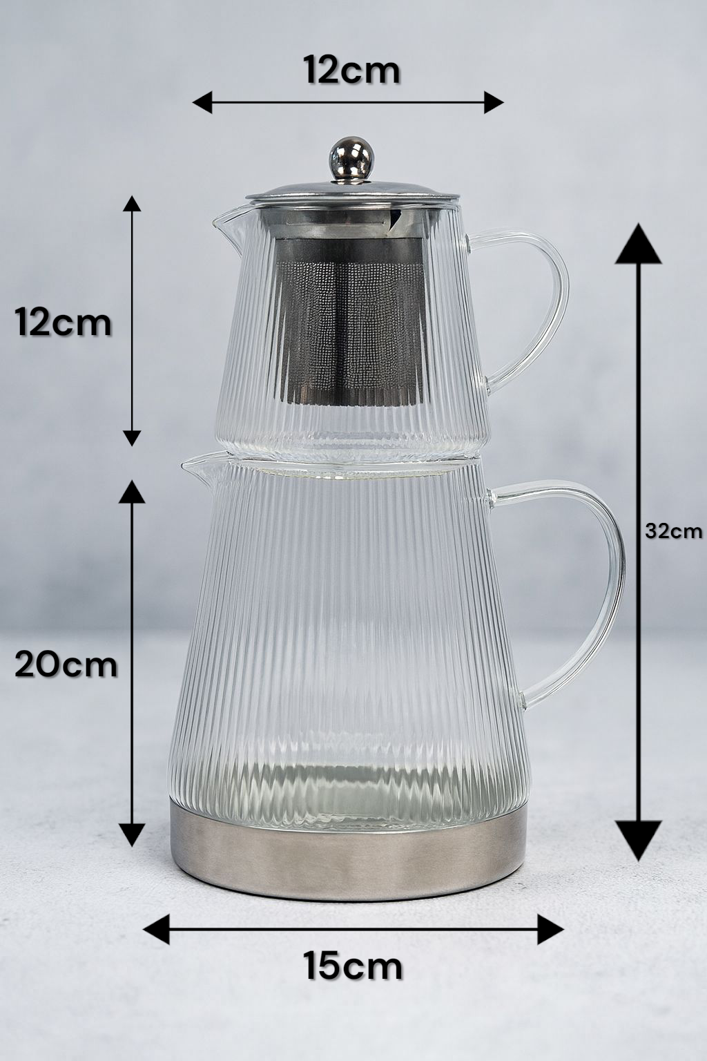 Queen Borosilikat Cam Çaydanlık Seti KW-841