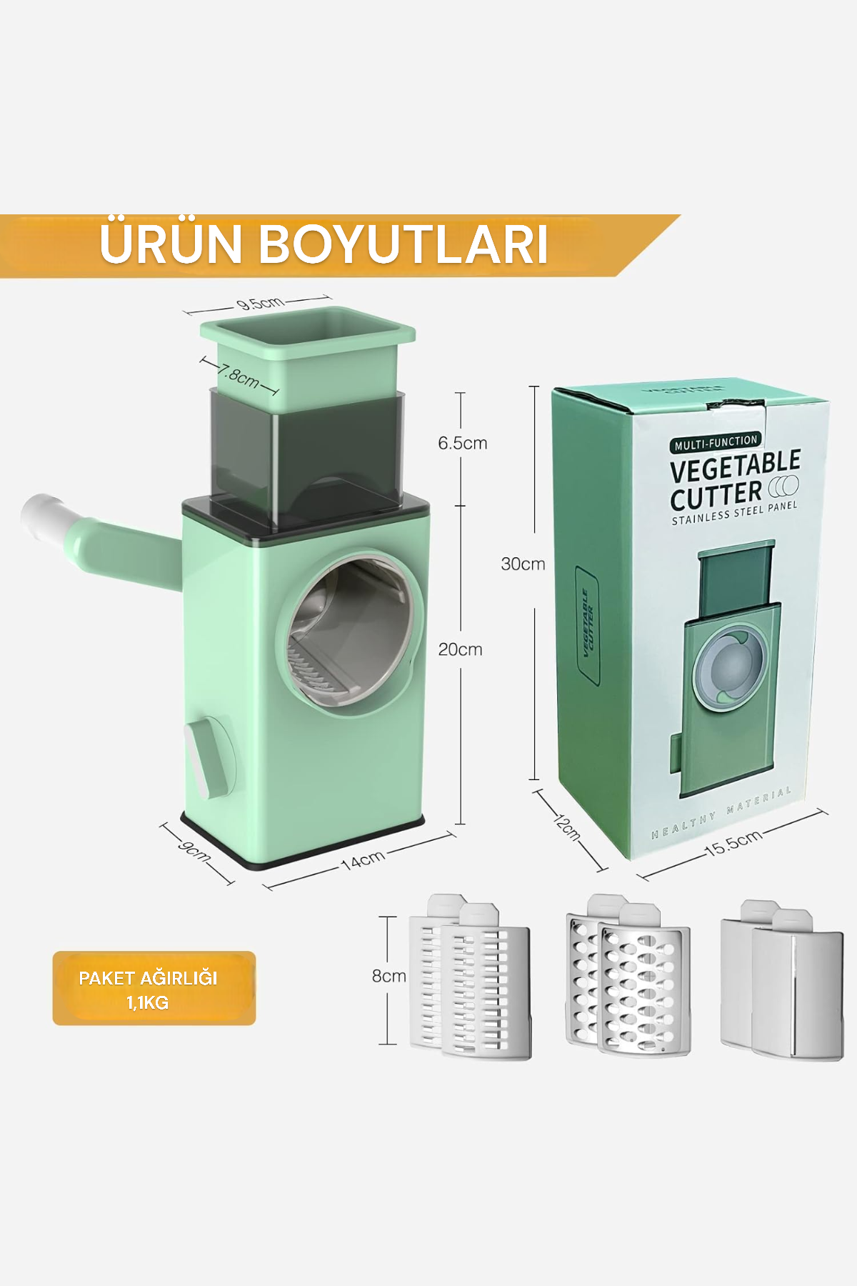 Kollu Sebze Meyve Dilimleyici Paslanmaz Paslanmaz Çelik Bıçaklı KW-233
