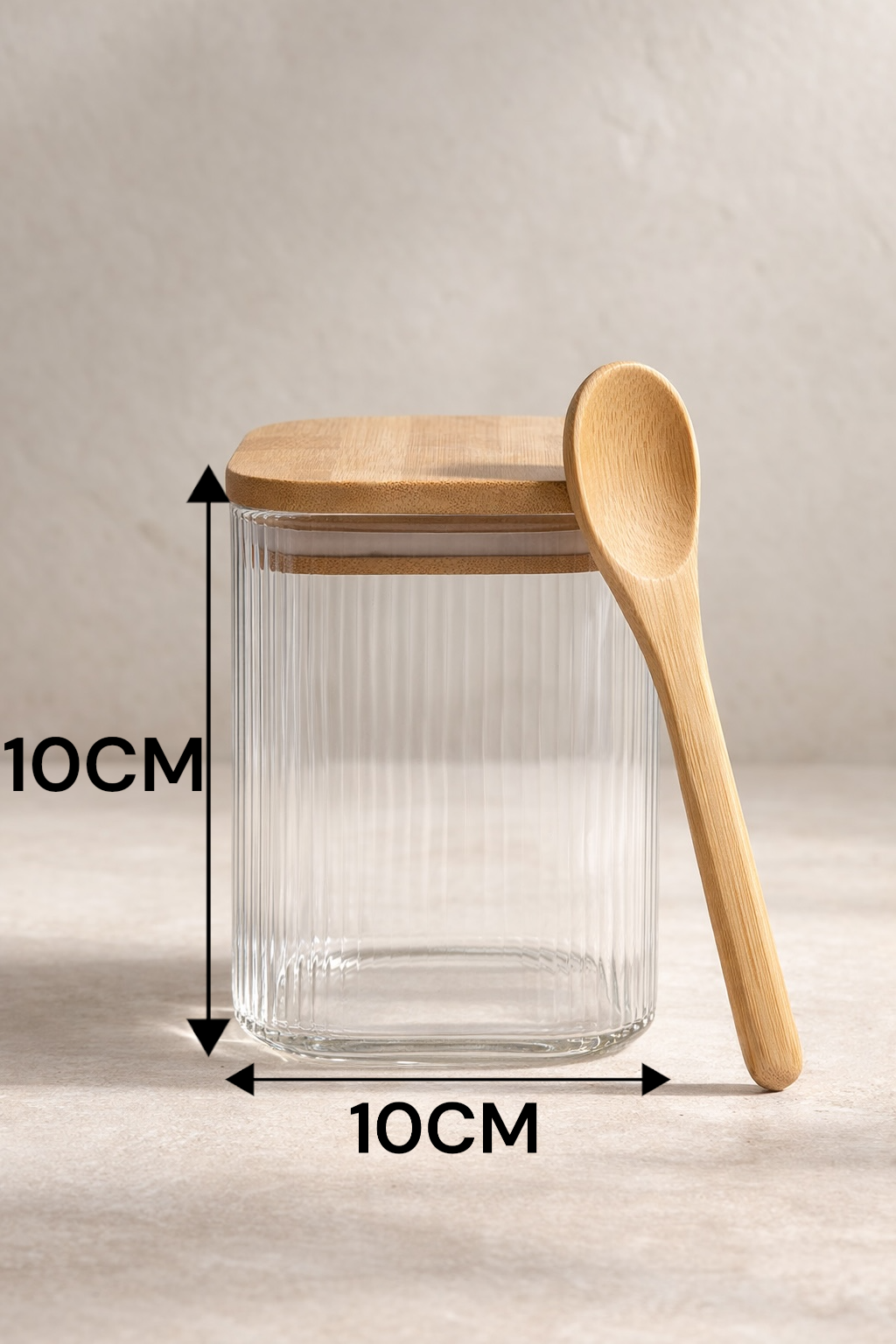 Kitchen Way Bambu Kapaklı Kaşıklı Contalı 3'lü Kavanoz Seti KW-373A