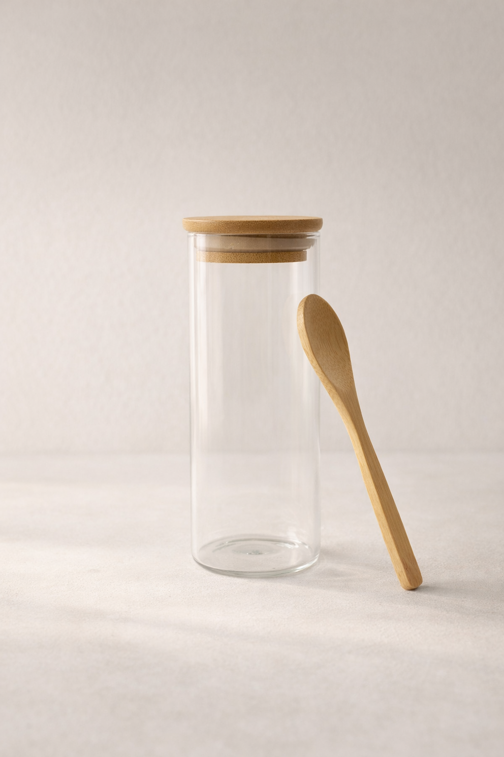 Kitchen Way Bambu Kapaklı Kulplu Kaşıklı 400ML Contalı 3'lü Kavanoz Seti KW-372C