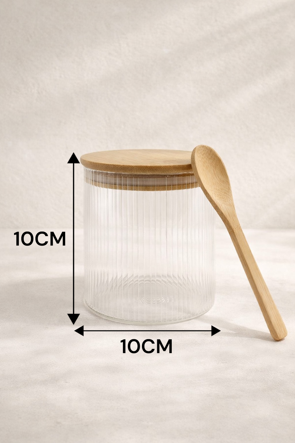 Kitchen Way Bambu Kapaklı Kulplu Kaşıklı 700ML Contalı 3'lü Kavanoz Seti KW-372D
