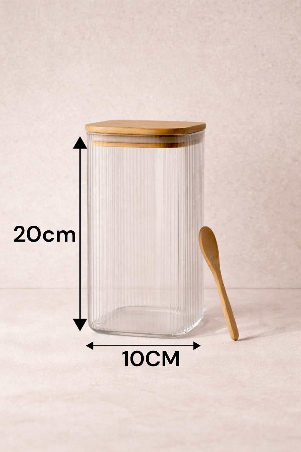 Kitchen Way Bambu Kapaklı Kulplu Kaşıklı Contalı 3'lü Kavanoz Seti KW-373C
