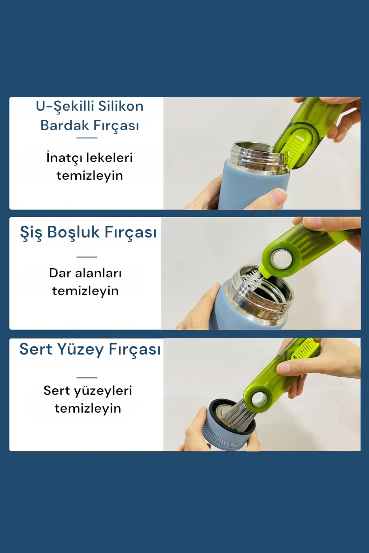 360 Derece Dönebilen 3 Başlıklı Temizlik Fırçası SHN-1021