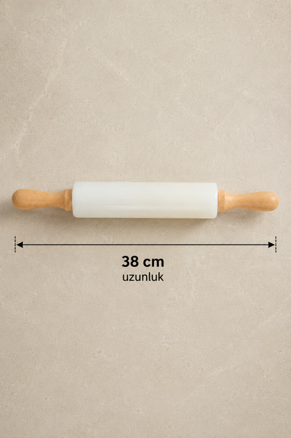 Bambu Tutamaçlı Silikon Merdane Yapışmaz Hamur Açma Merdanesi Ergonomik Mutfak Gereci KW-3341