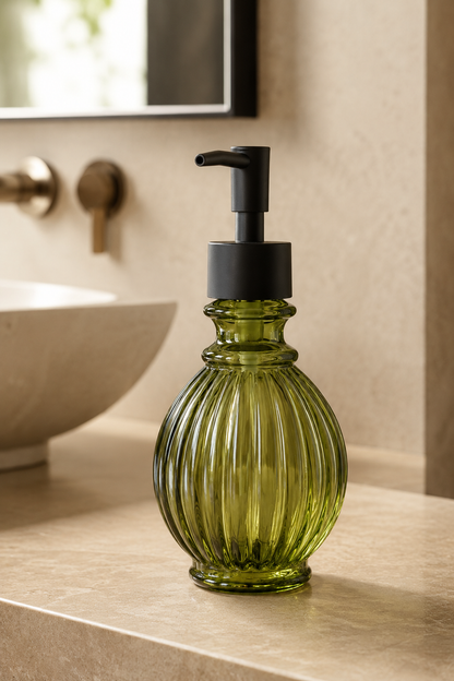 Çizgi Desenli Sıvı Sabunluk Dekoratif Pompalı Banyo Mutfak Sabunluğu SHN-2142