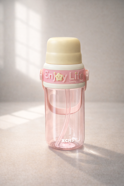 Stickerli Pipetli Kapaklı 750ML Sevimli Polikarbon Matara KW-1013