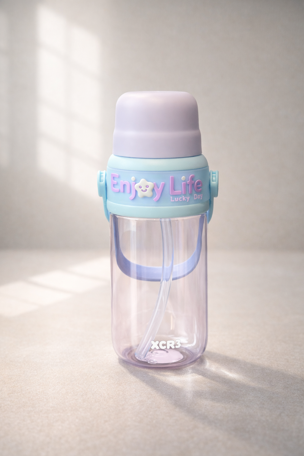 Stickerli Pipetli Kapaklı 750ML Sevimli Polikarbon Matara KW-1013