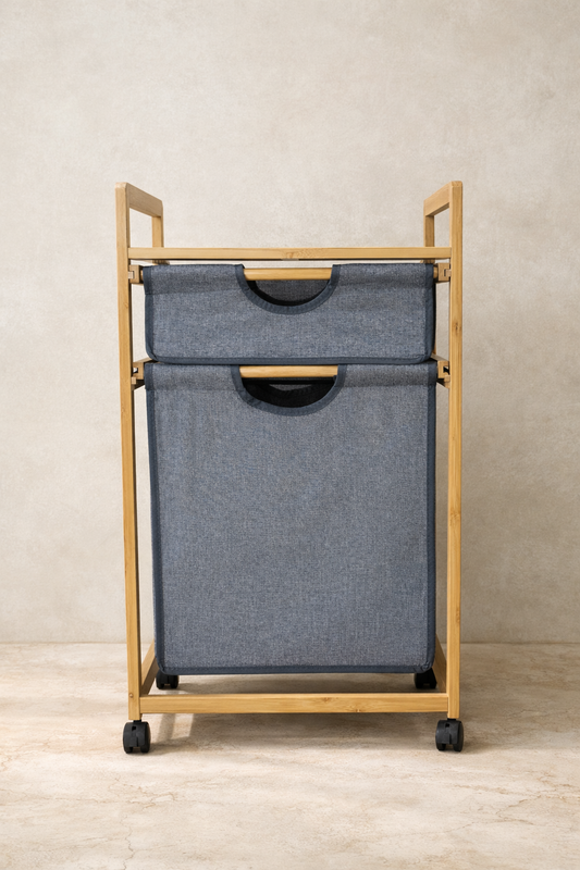 Bambu Çamaşır Sepeti Ayaklı Doğal Bambu Dayanıklı Şık Tasarım SHN-2093